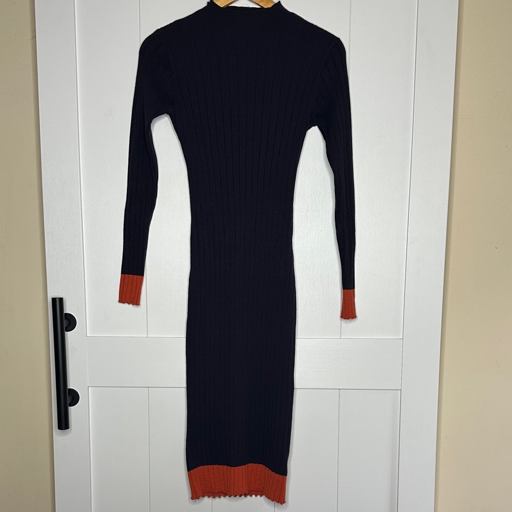 Roolee Navy Blue Dress with Rust Orange Accents Size Small